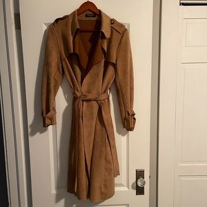 Few Moda Belted Open Faux Suede Trench - S
